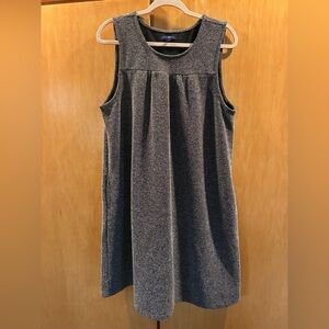 GAP Charcoal Textured Sleeveless Pleated Shift Dress